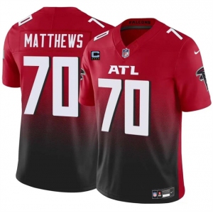 Men's Atlanta Falcons #70 Jake Matthews Red Black 2024 F.U.S.E With 4-Star C Patch Vapor Untouchable Limited Stitched Football Jersey