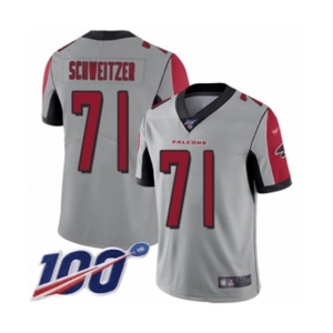 Men's Atlanta Falcons #71 Wes Schweitzer Limited Silver Inverted Legend 100th Season Football Jersey