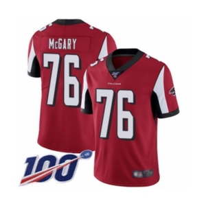 Men's Atlanta Falcons #76 Kaleb McGary Red Team Color Vapor Untouchable Limited Player 100th Season Football Jersey