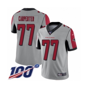 Men's Atlanta Falcons #77 James Carpenter Limited Silver Inverted Legend 100th Season Football Jersey