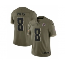 Men's Atlanta Falcons #8 Kyle Pitts 2022 Olive Salute To Service Limited Stitched Jersey