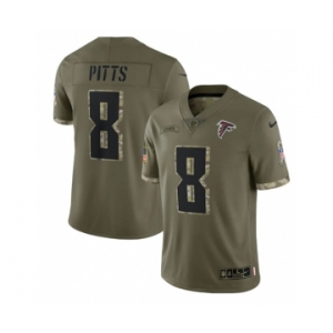 Men's Atlanta Falcons #8 Kyle Pitts 2022 Olive Salute To Service Limited Stitched Jersey