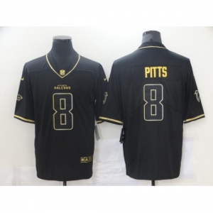 Men's Atlanta Falcons #8 Kyle Pitts Nike Black Gold 2021 Draft First Round Pick Limited Jersey