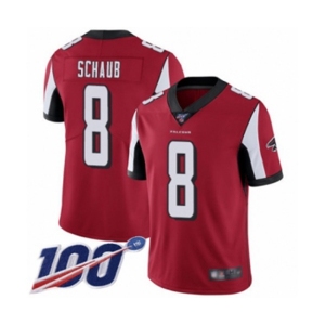 Men's Atlanta Falcons #8 Matt Schaub Red Team Color Vapor Untouchable Limited Player 100th Season Football Jersey