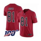 Men's Atlanta Falcons #81 Austin Hooper Limited Red Rush Vapor Untouchable 100th Season Football Jersey