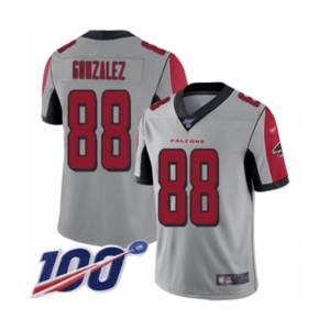 Men's Atlanta Falcons #88 Tony Gonzalez Limited Silver Inverted Legend 100th Season Football Jersey