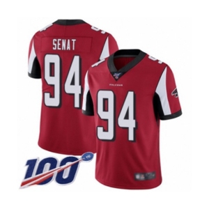 Men's Atlanta Falcons #94 Deadrin Senat Red Team Color Vapor Untouchable Limited Player 100th Season Football Jersey