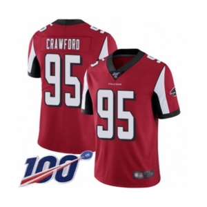 Men's Atlanta Falcons #95 Jack Crawford Red Team Color Vapor Untouchable Limited Player 100th Season Football Jersey