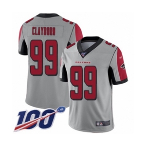 Men's Atlanta Falcons #99 Adrian Clayborn Limited Silver Inverted Legend 100th Season Football Jersey