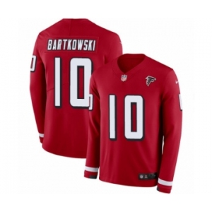 Men's Nike Atlanta Falcons #10 Steve Bartkowski Limited Red Therma Long Sleeve NFL Jersey