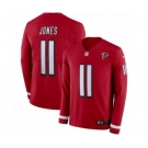 Men's Nike Atlanta Falcons #11 Julio Jones Limited Red Therma Long Sleeve NFL Jersey