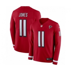 Men's Nike Atlanta Falcons #11 Julio Jones Limited Red Therma Long Sleeve NFL Jersey