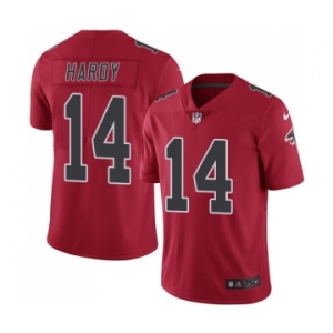 Men's Nike Atlanta Falcons #14 Justin Hardy Limited Red Rush Vapor Untouchable NFL Jersey