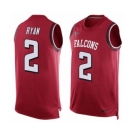 Men's Nike Atlanta Falcons #2 Matt Ryan Limited Red Player Name & Number Tank Top NFL Jersey