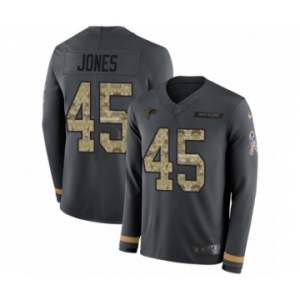 Men's Nike Atlanta Falcons #45 Deion Jones Limited Black Salute to Service Therma Long Sleeve NFL Jersey