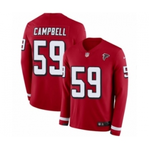 Men's Nike Atlanta Falcons #59 De'Vondre Campbell Limited Red Therma Long Sleeve NFL Jersey