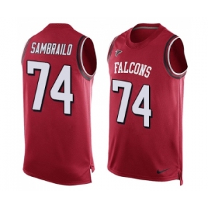 Men's Nike Atlanta Falcons #74 Ty Sambrailo Limited Red Player Name & Number Tank Top NFL Jersey