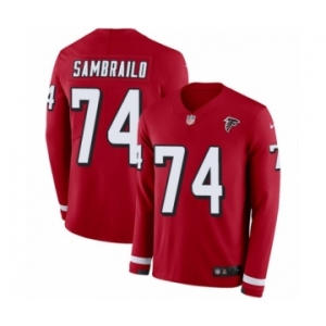 Men's Nike Atlanta Falcons #74 Ty Sambrailo Limited Red Therma Long Sleeve NFL Jersey