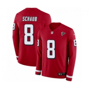 Men's Nike Atlanta Falcons #8 Matt Schaub Limited Red Therma Long Sleeve NFL Jersey