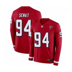 Men's Nike Atlanta Falcons #94 Deadrin Senat Limited Red Therma Long Sleeve NFL Jersey