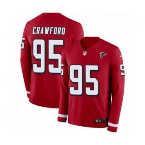 Men's Nike Atlanta Falcons #95 Jack Crawford Limited Red Therma Long Sleeve NFL Jersey