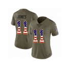 Women Nike Atlanta Falcons #11 Julio Jones Limited Olive USA Flag 2017 Salute to Service NFL Jersey