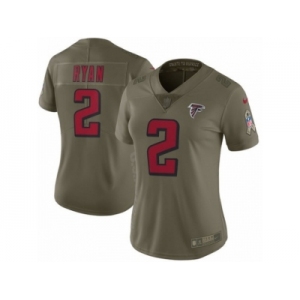 Women Nike Atlanta Falcons #2 Matt Ryan Limited Olive 2017 Salute to Service NFL Jersey