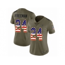 Women Nike Atlanta Falcons #24 Devonta Freeman Limited Olive USA Flag 2017 Salute to Service NFL Jersey