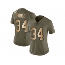 Women Nike Atlanta Falcons #34 Brian Poole Limited Olive Gold 2017 Salute to Service NFL Jersey