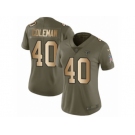 Women Nike Atlanta Falcons #40 Derrick Coleman Limited Olive Gold 2017 Salute to Service NFL Jersey