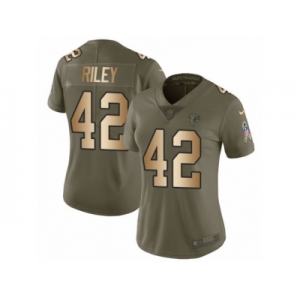 Women Nike Atlanta Falcons #42 Duke Riley Limited Olive Gold 2017 Salute to Service NFL Jersey