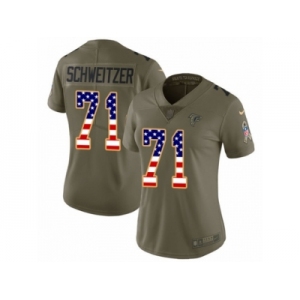 Women Nike Atlanta Falcons #71 Wes Schweitzer Limited Olive USA Flag 2017 Salute to Service NFL Jersey