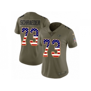 Women Nike Atlanta Falcons #73 Ryan Schraeder Limited Olive USA Flag 2017 Salute to Service NFL Jersey