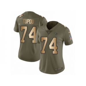 Women Nike Atlanta Falcons #74 Tani Tupou Limited Olive Gold 2017 Salute to Service NFL Jersey