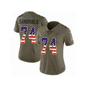 Women Nike Atlanta Falcons #74 Ty Sambrailo Limited Olive USA Flag 2017 Salute to Service NFL Jersey