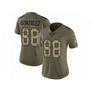 Women Nike Atlanta Falcons #88 Tony Gonzalez Limited Olive Camo 2017 Salute to Service NFL Jersey