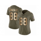 Women Nike Atlanta Falcons #88 Tony Gonzalez Limited Olive Gold 2017 Salute to Service NFL Jersey