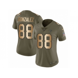 Women Nike Atlanta Falcons #88 Tony Gonzalez Limited Olive Gold 2017 Salute to Service NFL Jersey