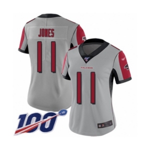 Women's Atlanta Falcons #11 Julio Jones Limited Silver Inverted Legend 100th Season Football Jersey