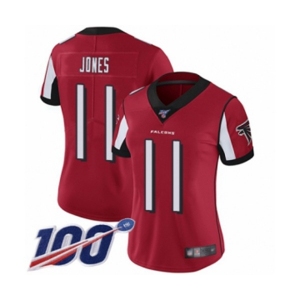 Women's Atlanta Falcons #11 Julio Jones Red Team Color Vapor Untouchable Limited Player 100th Season Football Jersey