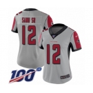 Women's Atlanta Falcons #12 Mohamed Sanu Limited Silver Inverted Legend 100th Season Football Jersey