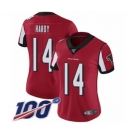 Women's Atlanta Falcons #14 Justin Hardy Red Team Color Vapor Untouchable Limited Player 100th Season Football Jersey