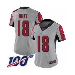Women's Atlanta Falcons #18 Calvin Ridley Limited Silver Inverted Legend 100th Season Football Jersey