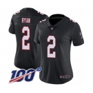 Women's Atlanta Falcons #2 Matt Ryan Black Alternate Vapor Untouchable Limited Player 100th Season Football Jersey