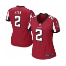 Women's Atlanta Falcons #2 Matt Ryan Game Red Team Color Football Jersey