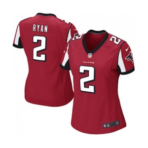 Women's Atlanta Falcons #2 Matt Ryan Game Red Team Color Football Jersey