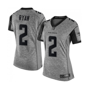 Women's Atlanta Falcons #2 Matt Ryan Limited Gray Gridiron Football Jersey