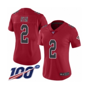 Women's Atlanta Falcons #2 Matt Ryan Limited Red Rush Vapor Untouchable 100th Season Football Jersey