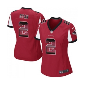 Women's Atlanta Falcons #2 Matt Ryan Limited Red Strobe Football Jersey