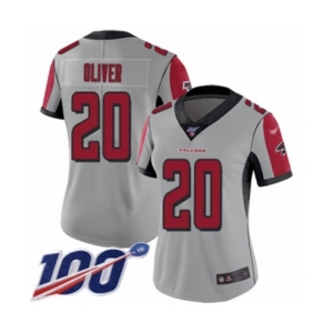 Women's Atlanta Falcons #20 Isaiah Oliver Limited Silver Inverted Legend 100th Season Football Jersey